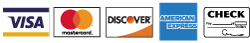 Visa MasterCard Discover American Express & Checks accepted